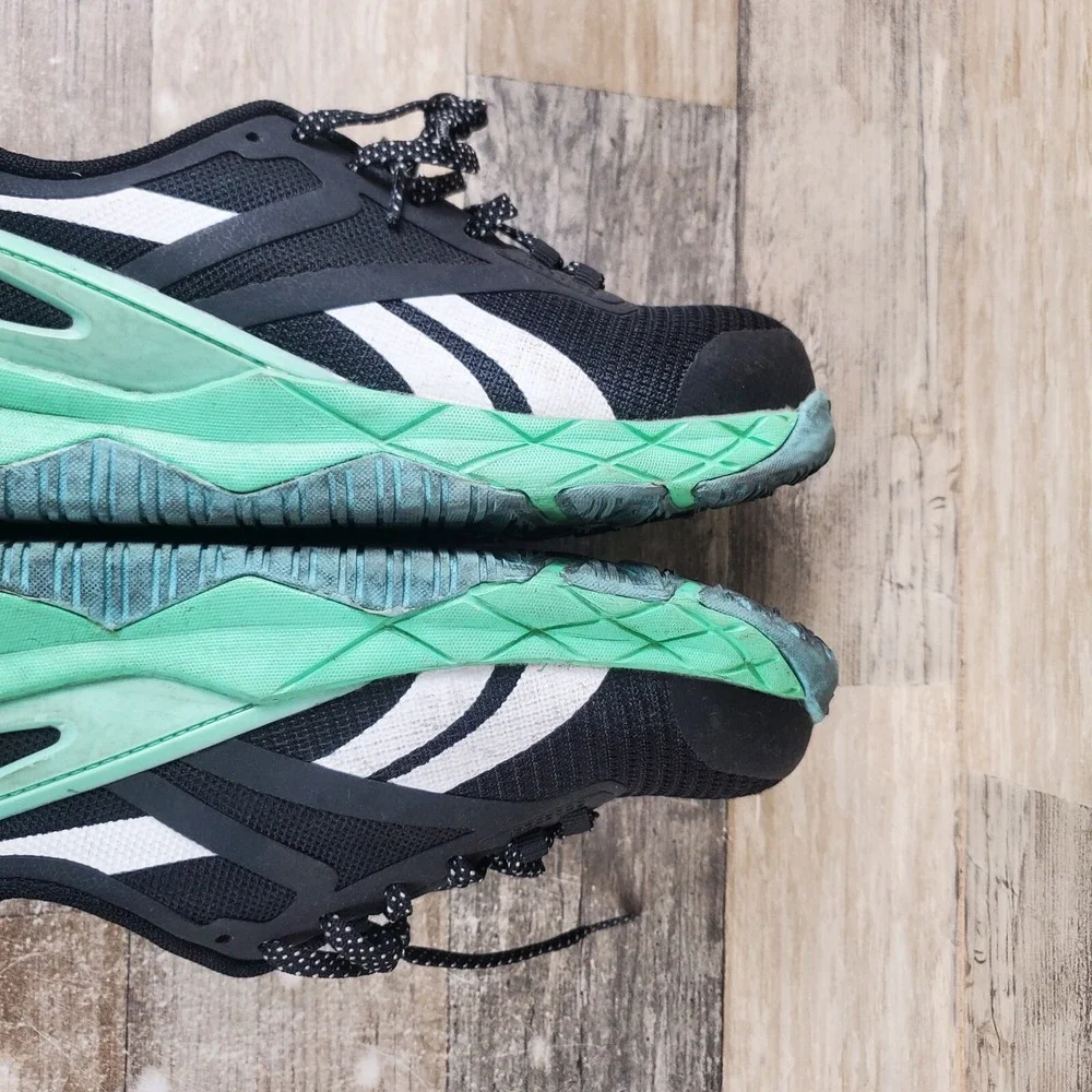 Reebok Nanoflex TR Work Womens Shoes Sz 5 W Black Seafoam Green Composite Toe